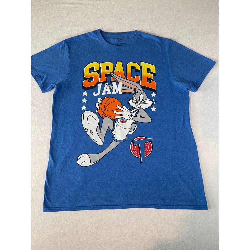 Space Jam Bugs Bunny Graphic T-Shirt Mens Large Blue Heather Tune Squad Tee